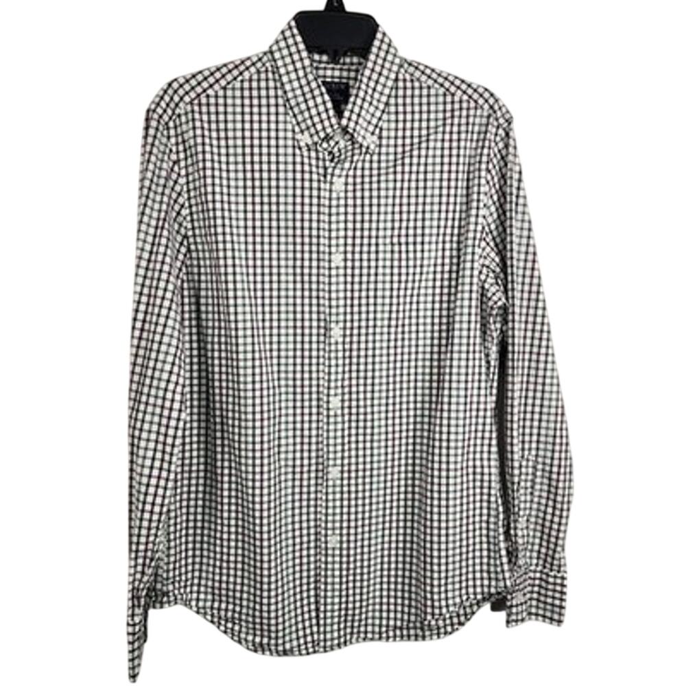 J. Crew Mens Flex Washed Button Down Shirt Size M Slim Long Sleeve Window Pane